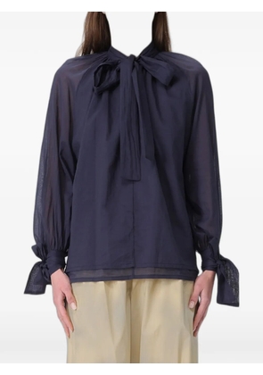 Tela tie-neck pussy-bow blouse - Blue