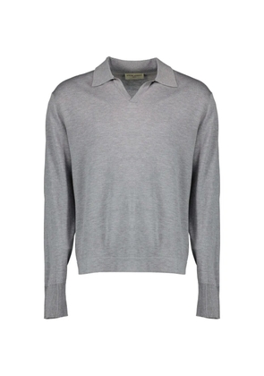Officine Generale polo-collar knitted T-shirt - Grey