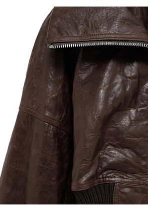 Rick Owens cropped leather jacket - Brown