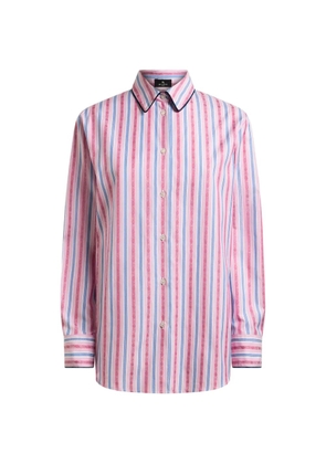 ETRO cotton jacquard shirt with trim and fil coupé stripe motif - Pink