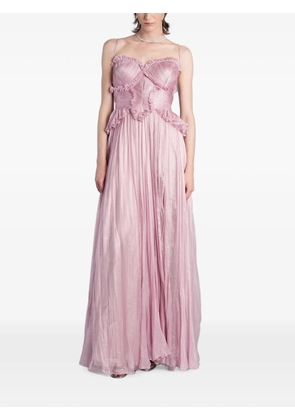 Iris Serban ruffled-trim pleated maxi dress - Pink