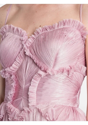 Iris Serban ruffled-trim pleated maxi dress - Pink