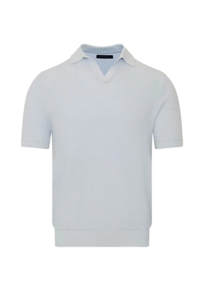 PATRICK ASSARAF bubble-knit Johnny-collar T-shirt - Blue