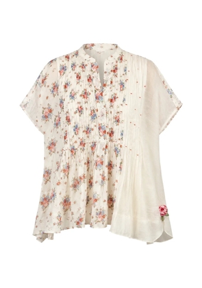 Dhaari floral-print pleated shirt - Neutrals