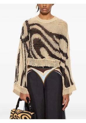PUCCI marmo-print open-knit sweater - Neutrals