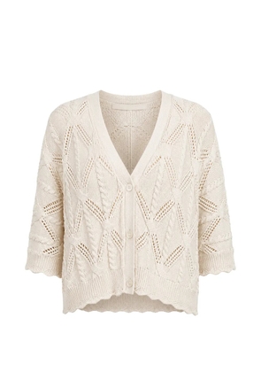 Autumn Cashmere cable-knit pointelle-trim cardigan - Neutrals