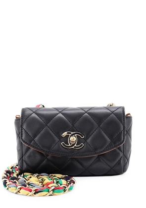 CHANEL Pre-Owned RIbbon Chain Flap Bag Quilted Lambskin Mini backpack - Black