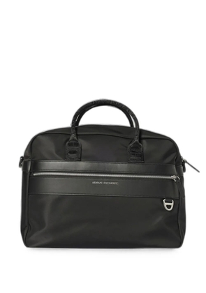 Emporio Armani logo-tape laptop bag - Black