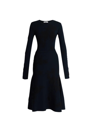 ERDEM jacquard long-sleeve midi dress - Blue