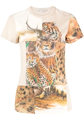 Stella McCartney Tiger print patchwork T-shirt - Neutrals