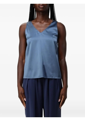 Emporio Armani satin-finish V-neck top - Blue