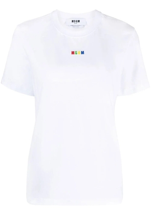 MSGM logo-embroidered cotton T-shirt - White
