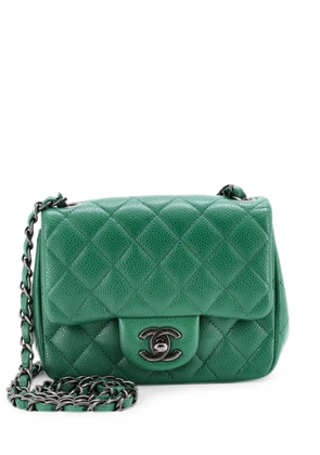 CHANEL Pre-Owned Square Classic Single Flap Bag Quilted Caviar Mini crossbody bag - Green