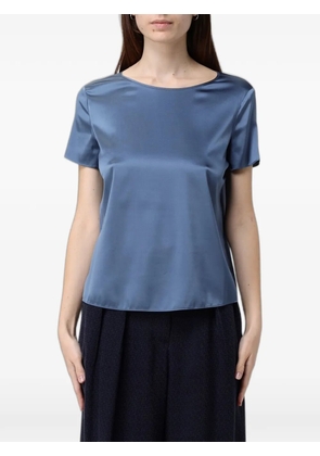 Emporio Armani satin-finish short-sleeve blouse - Blue