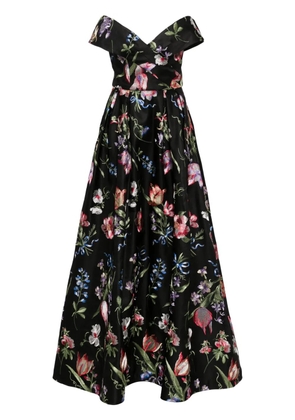 Marchesa Notte Alex floral-embroidered gown - Black