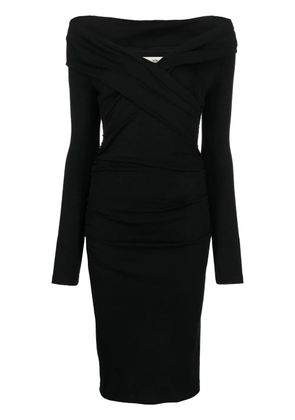 DVF Diane von Furstenberg ruched Bardot midi dress - Black