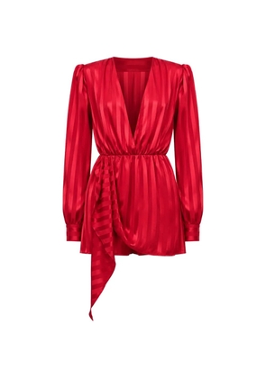 Ronny Kobo Abigail striped satin mini dress - Red