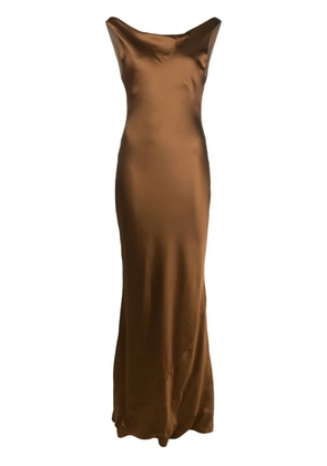 Norma Kamali Maria satin-finish gown - Brown