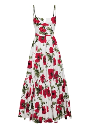 Oscar de la Renta poppy-print cotton maxi dress - White