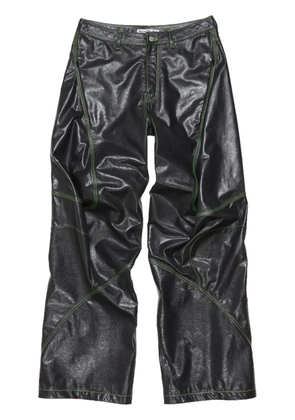 Acne Studios logo-embroidered leather trousers - Grey