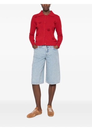 Stine Goya floral-appliqué polo cardigan - Red