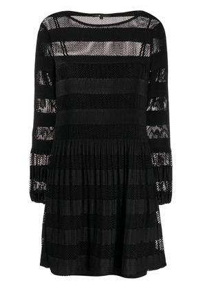 Maje long-sleeved open-knit minidress - Black