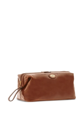 The Bridge logo-plaque leather wash bag - Brown