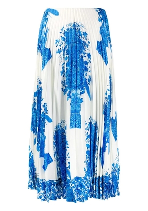 Valentino Garavani ceramic print pleated midi skirt - Blue
