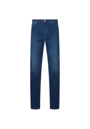Kiton logo-patch jeans - Blue