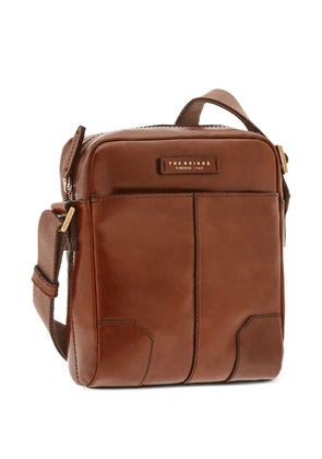 The Bridge Vespucci logo-plaque leather messenger bag - Brown