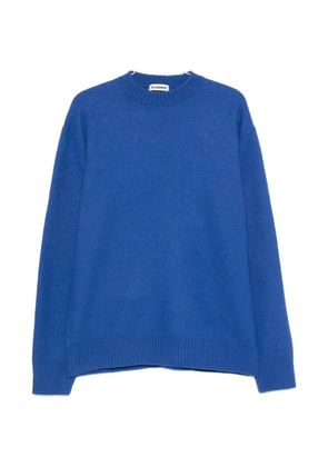 Jil Sander ribbed-knit trim wool sweater - Blue
