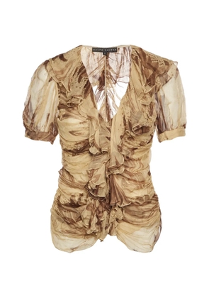 Ralph Lauren Vintage ruched-details V-neck blouse - Brown