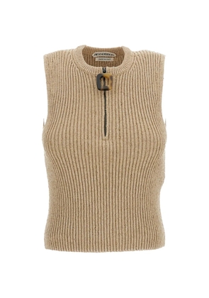 JW Anderson ribbed-knit quarter-zip top - Neutrals