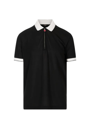 Kiton logo-embroidered zip-neck polo shirt - Black
