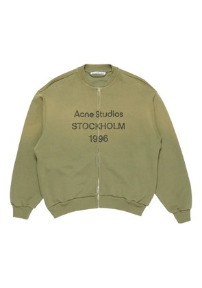 Acne Studios logo-print zip-up cardigan - Green