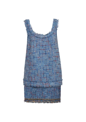 Balmain Pre-Owned tweed denim-panel mini skirt set - Blue