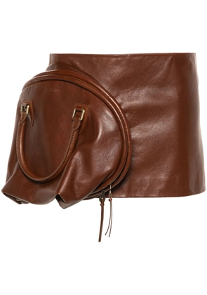 Acne Studios attached-bag mini leather skirt - Brown