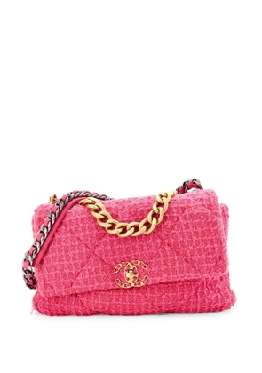 CHANEL Pre-Owned 19 Flap Bag Quilted Tweed Large crossbody bag - Pink