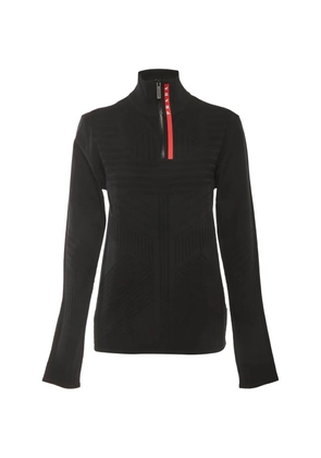 Prada Pre-Owned textured-knit quarter-zip sweater - Black