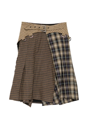 Andersson Bell check combo belted skirt - Brown