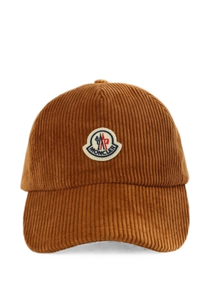 Moncler logo-patch corduroy baseball cap - Brown