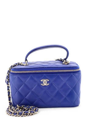 CHANEL Pre-Owned Classic Top Handle Vanity Case with Chain Quilted Lambskin Small crossbody bag - Blue