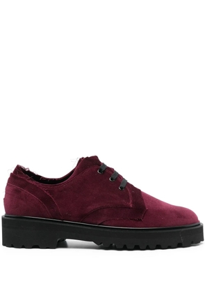 Yohji Yamamoto velvet lace-up derby shoes - Red