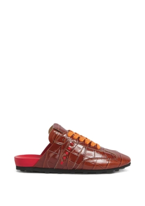 Marni crown croc-effect leather Softy Soccer slip-on sneakers - Brown