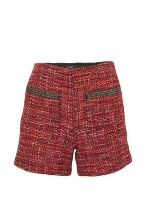 Maje chain-detail tweed shorts - Red