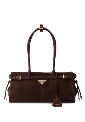 Prada Bonnie medium suede bag - Brown