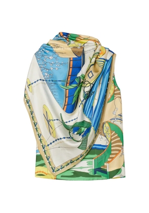 Tory Burch printed silk cape top - Blue