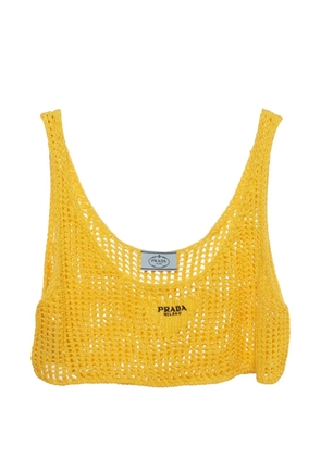 Prada Pre-Owned logo-embroidered crochet-knit crop top - Yellow