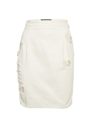 Ermanno Scervino pearl-embellished distressed mini skirt - White
