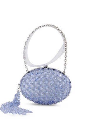 Self-Portrait crystal-embellished oval clutch bag - Blue